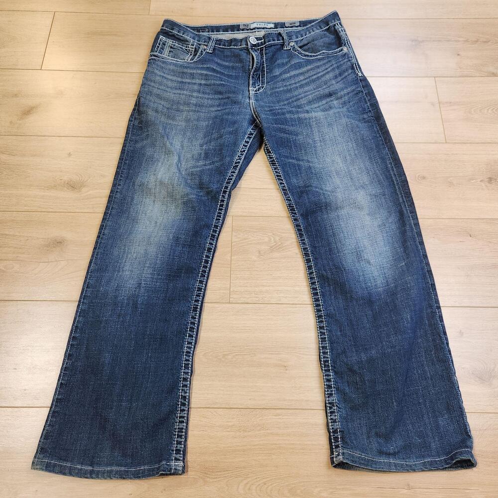 BKE Tyler Jeans Mens 36x30 Blue Med Wash Relaxed Straight Denim Stretch Casual